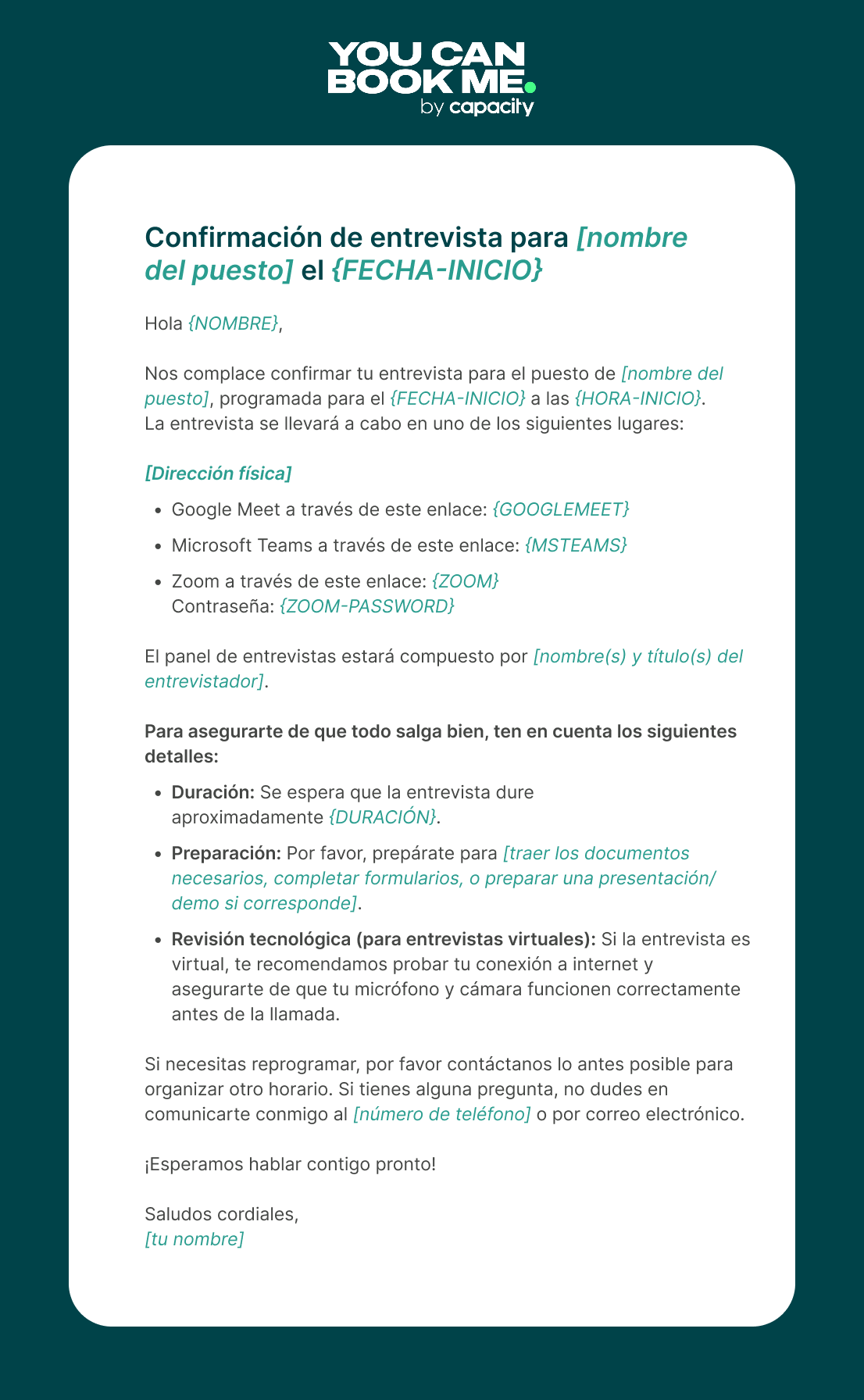 10. Confirmación de entrevista