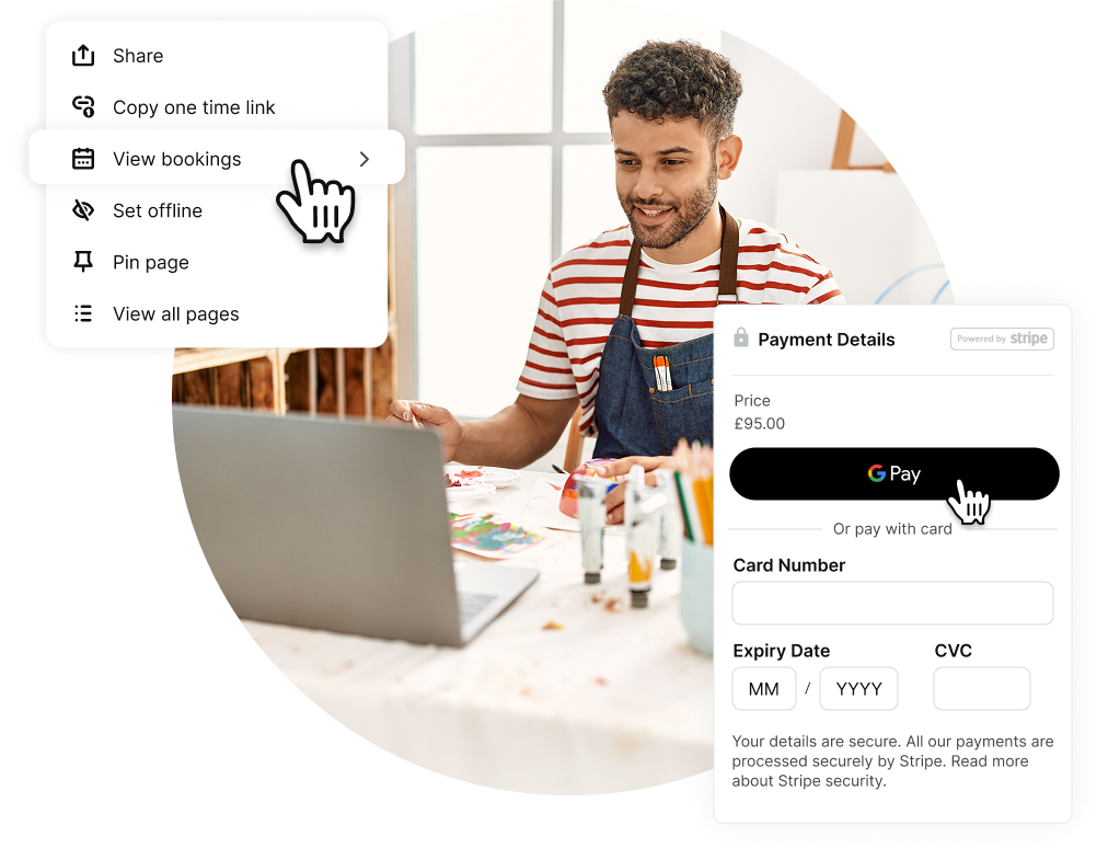 collect payments for art class bookings easily