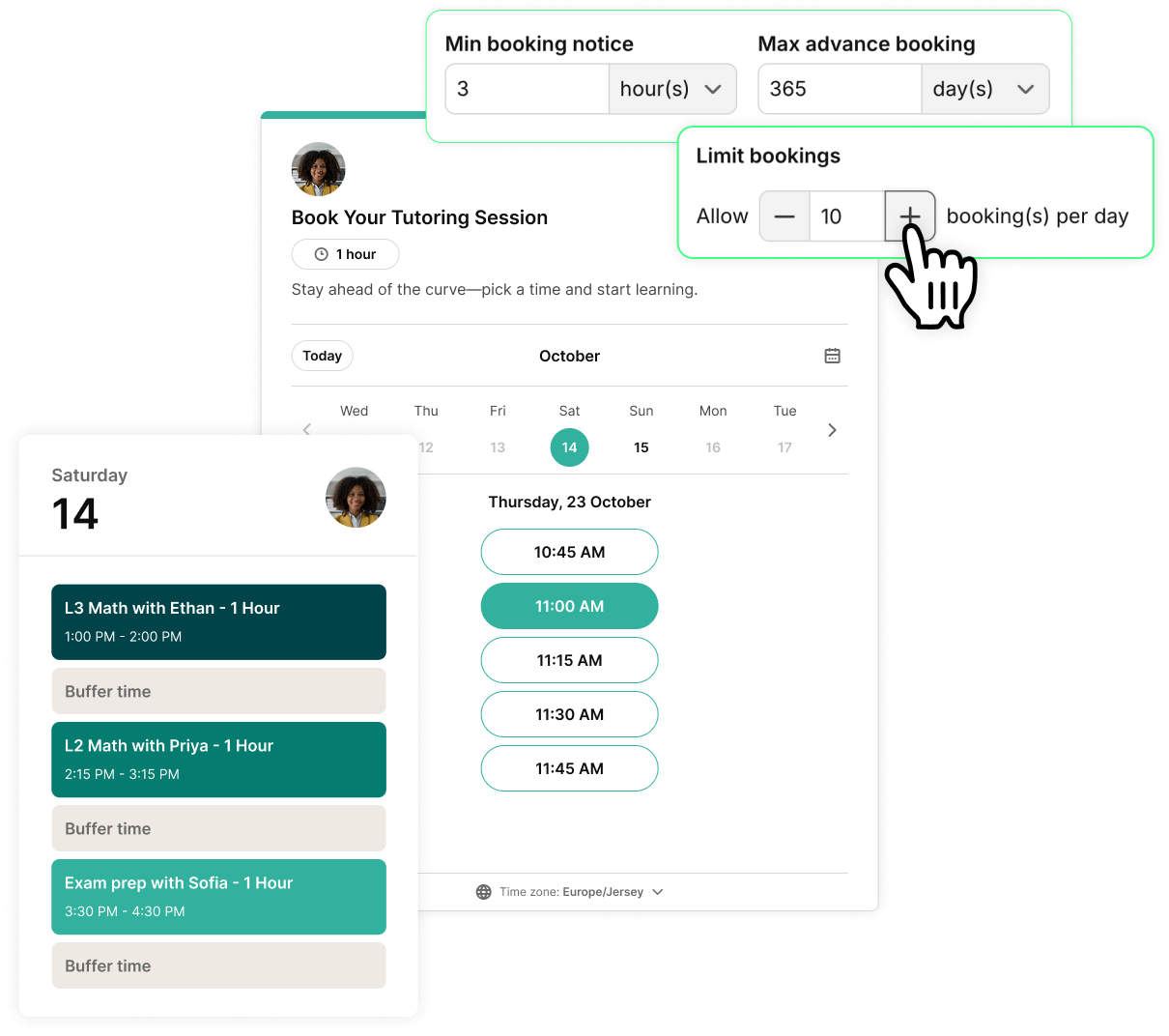 customize availability for your scheduling page with automated buffer time