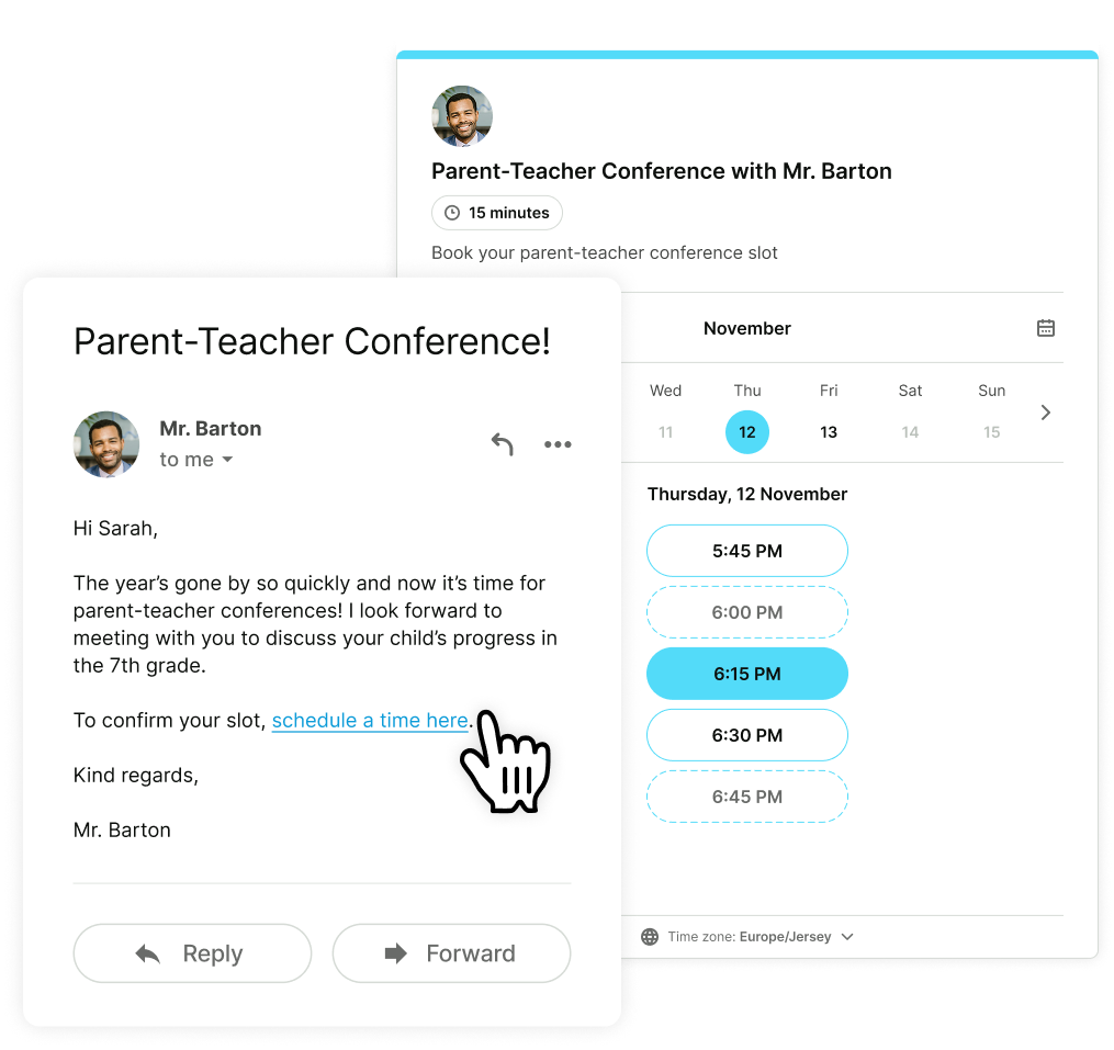 One link for all parents to book parent teacher meetings