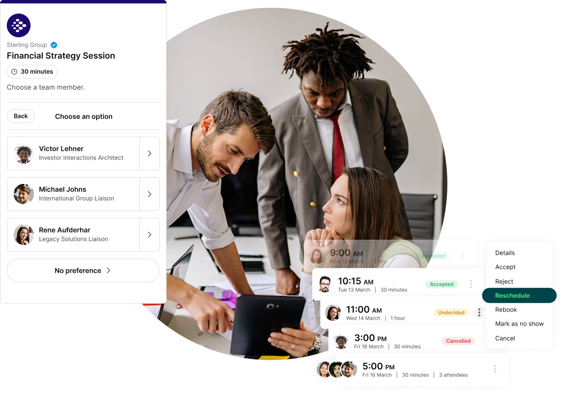 Financial services scheduling software