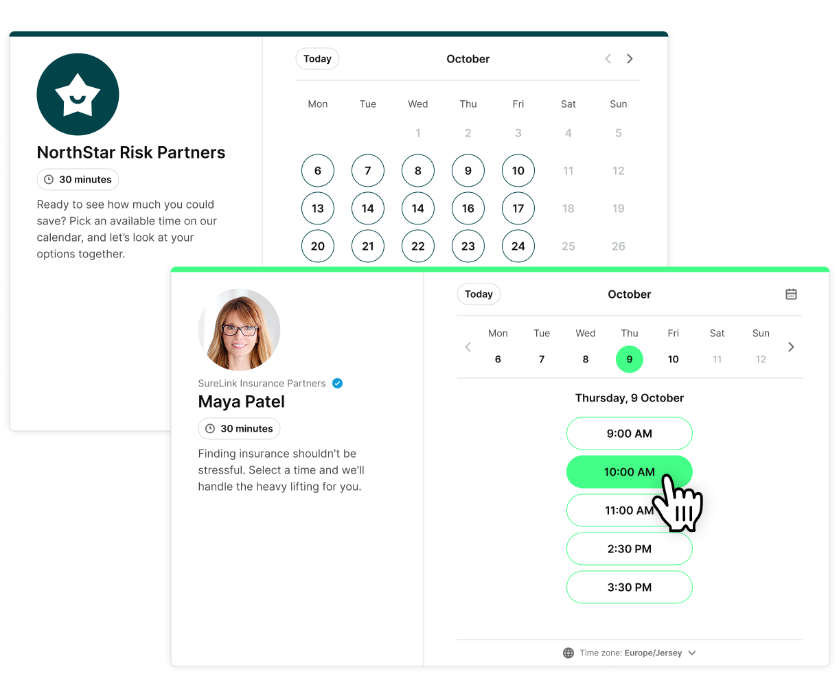 easily book time with an insurance agent