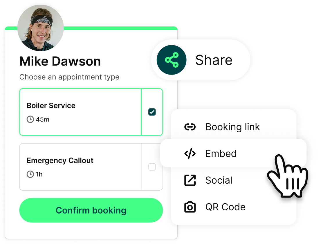 Home services - share booking link