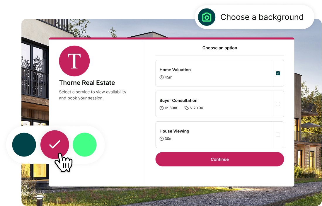 customizable real estate booking page