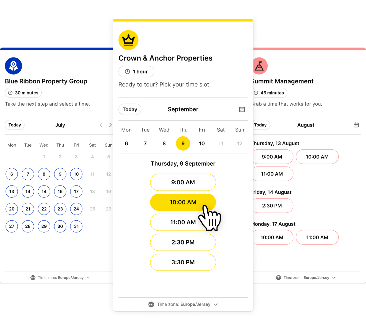 examples of property mangement booking pages