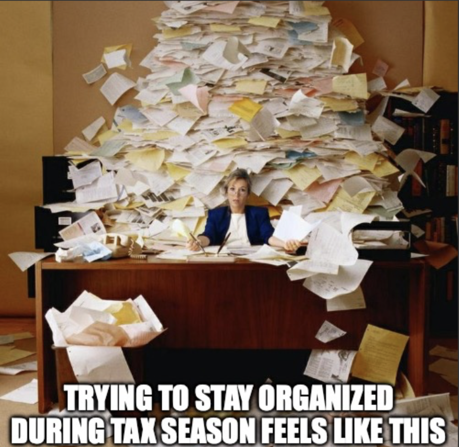 Staying organized during tax season meme