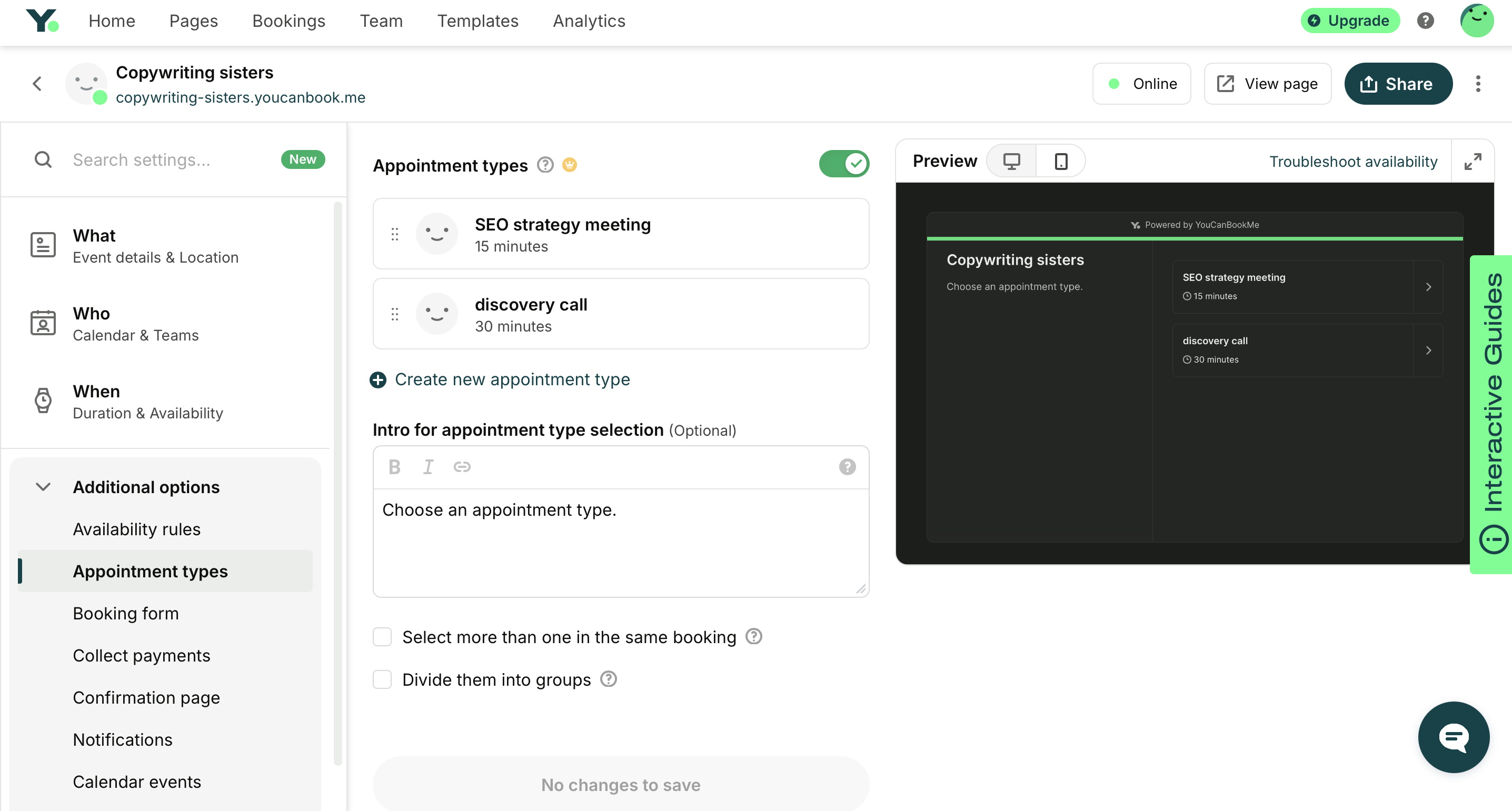 youcanbookme appointment types