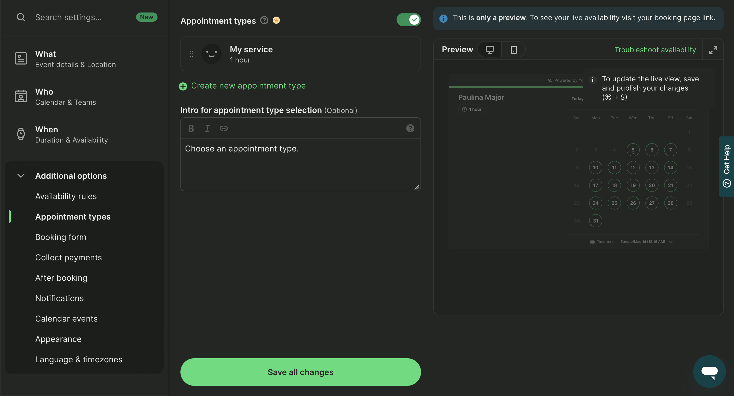 additional options