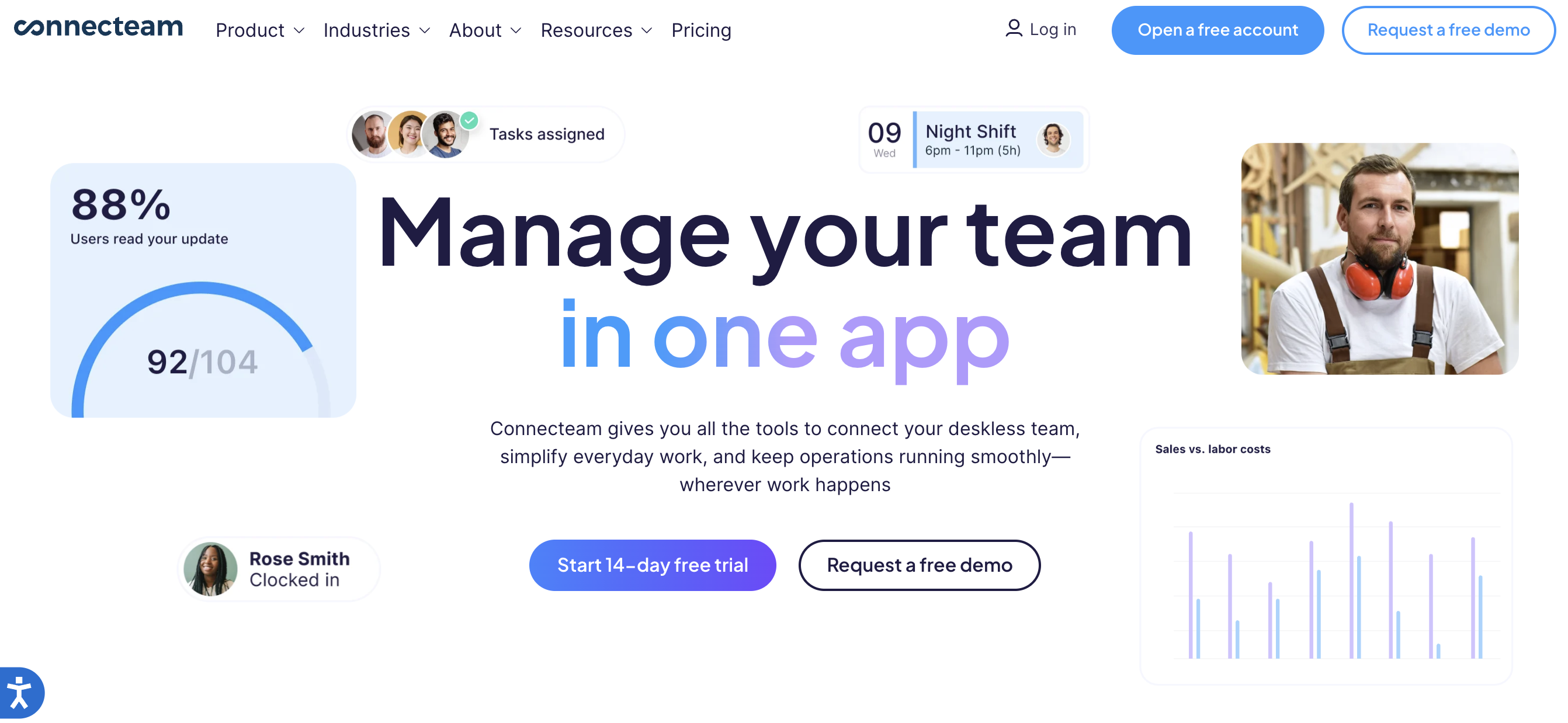 Connecteam automated scheduling app homepage