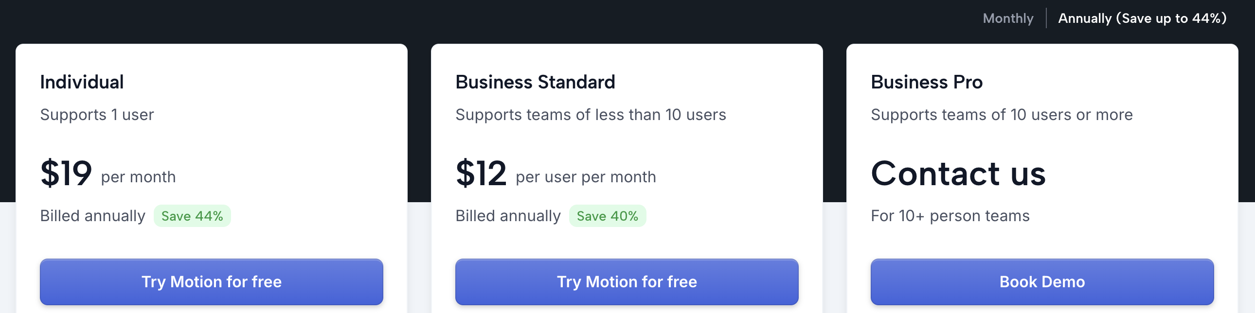 Motion automated scheduling app pricing