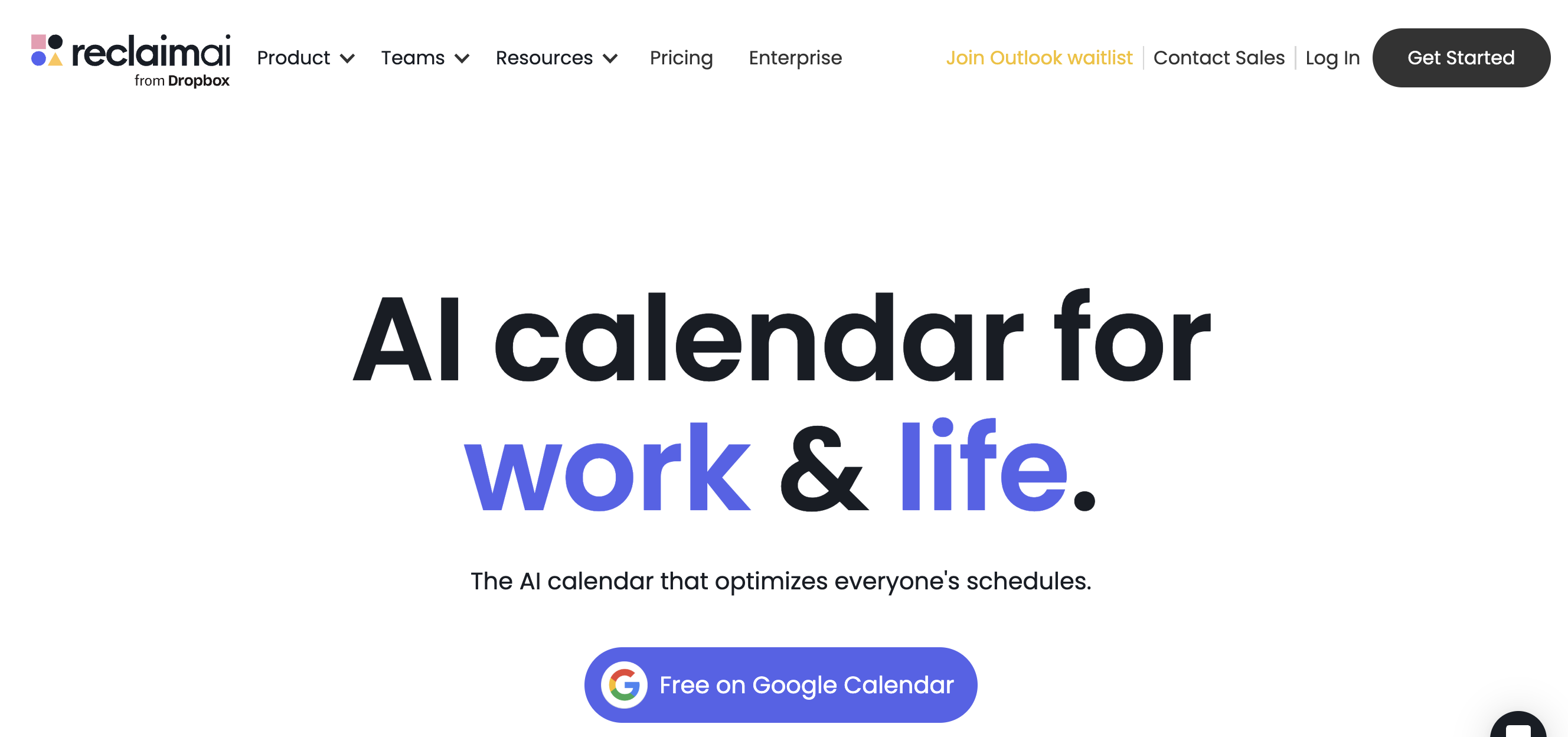 Reclaim AI automated scheduling app homepage