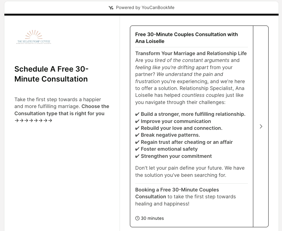 Ana Loiselles YouCanbookMe coaching booking page