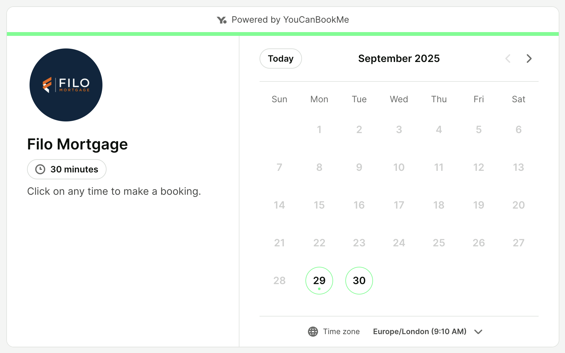 Filo Mortgage_s YouCanBookMe booking page