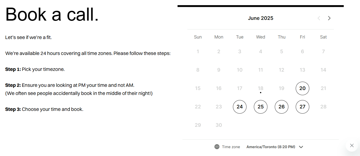 Virtual Hub embedded YCBM booking page