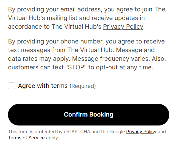 booking form terms and conditions example
