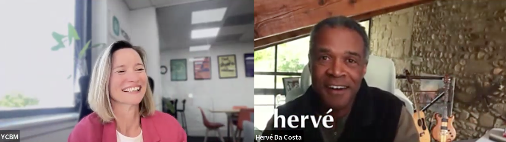 Kate Reynier talking to YouCanBookMe customer of the week Herve Da Costa