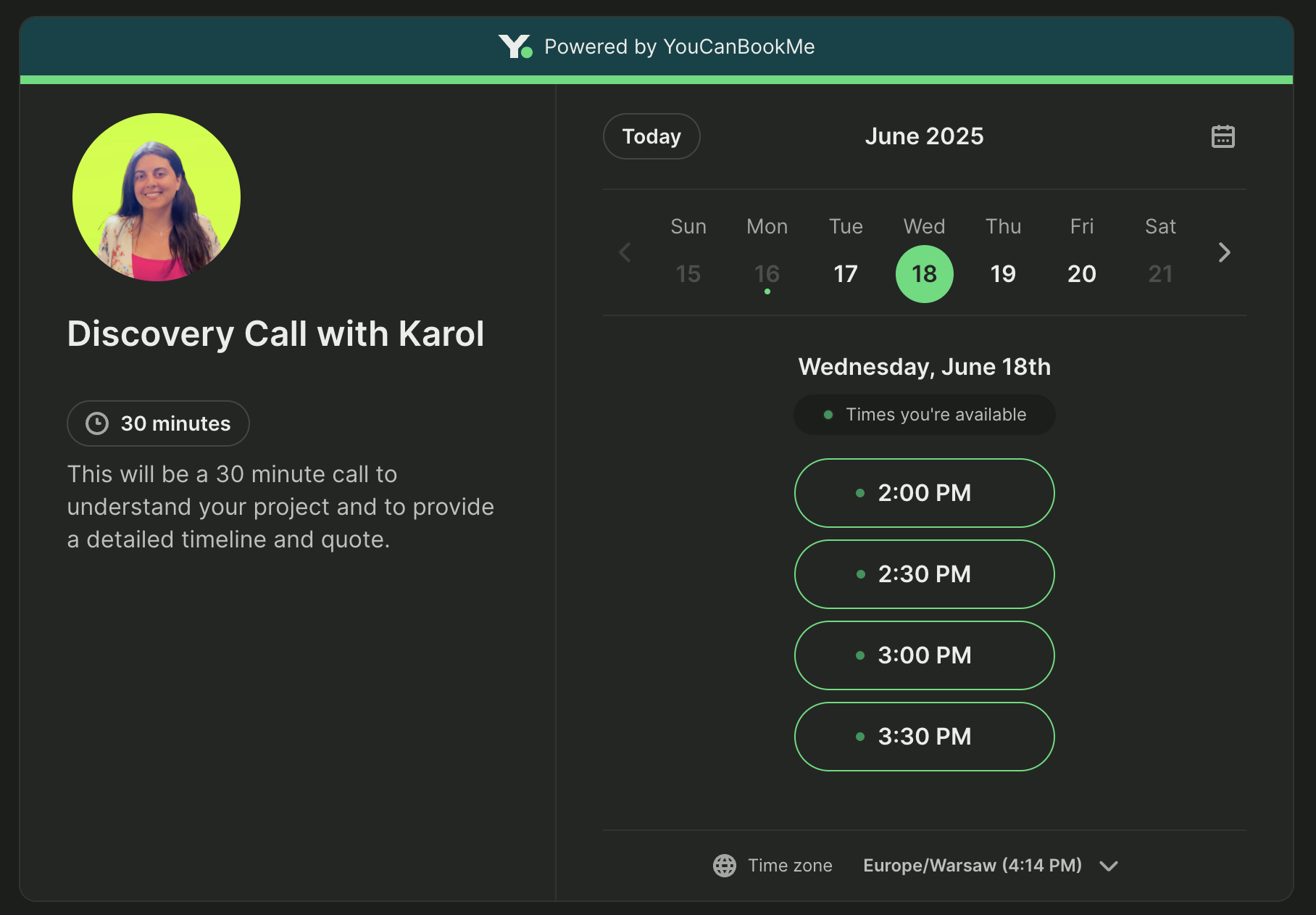 Karol Djana Booking Page