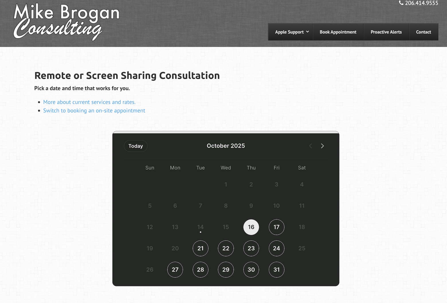 Mike Brogan's embedded booking page