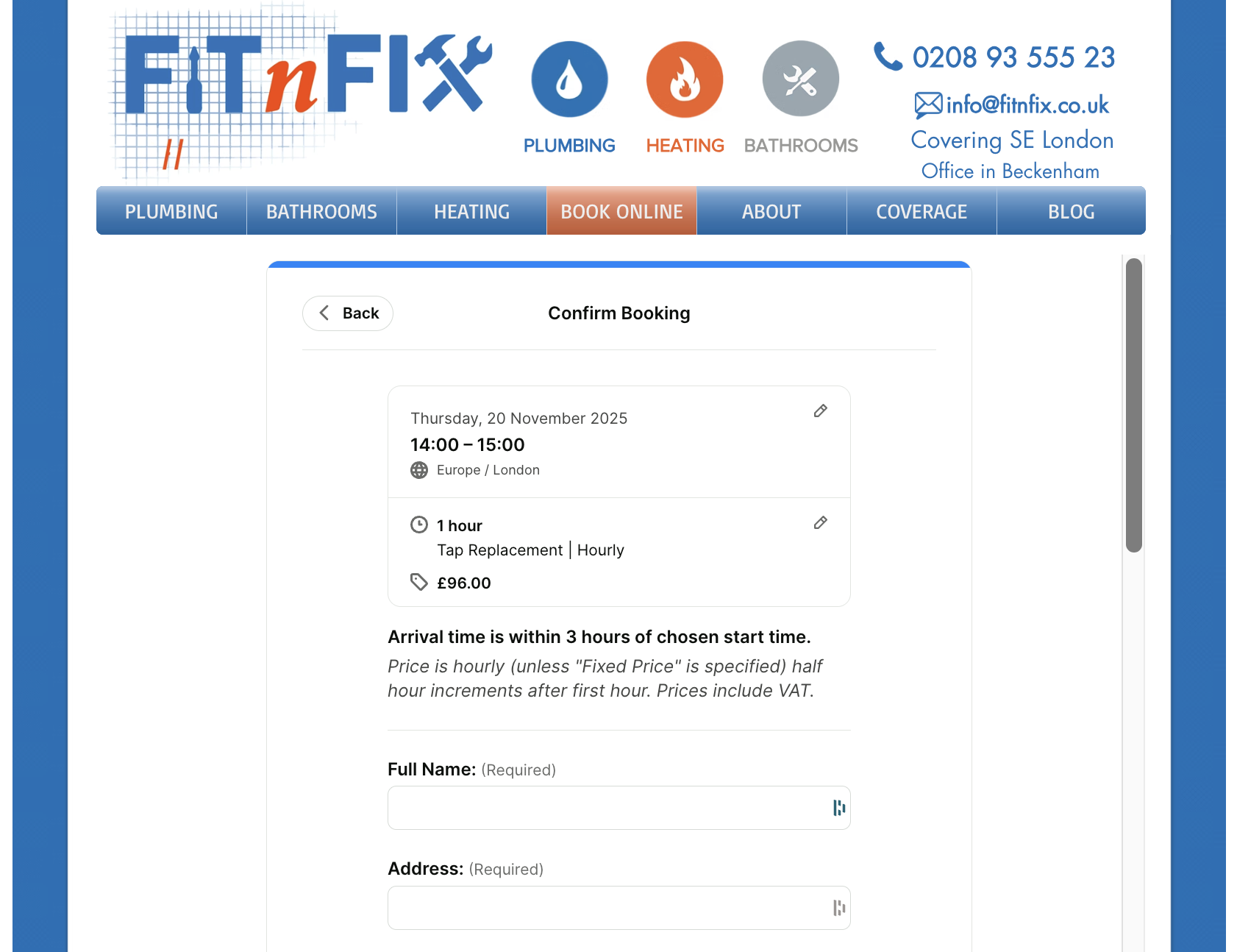 FITnFIX's booking page YouCanBookMe