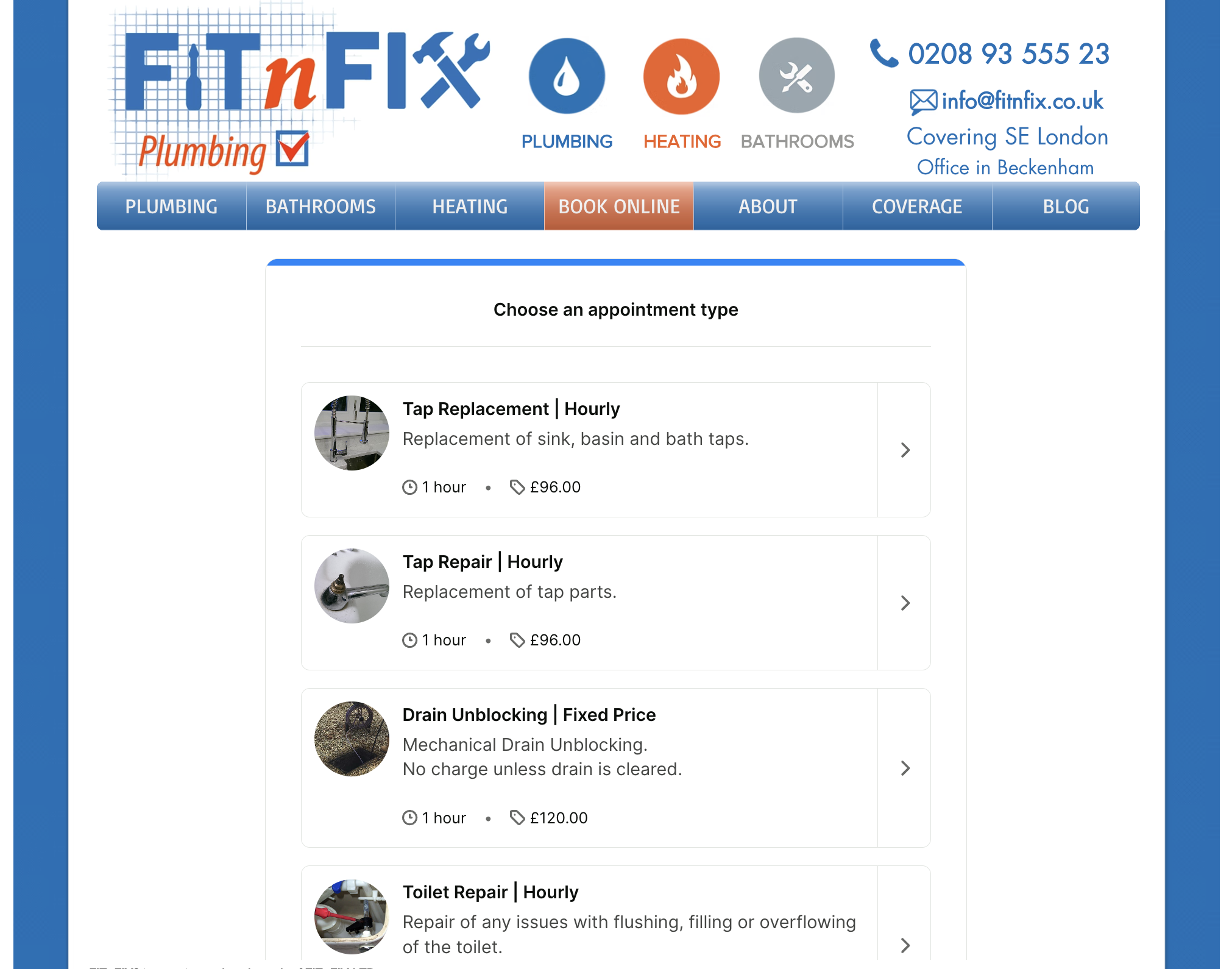 FITnFIX's multiple appointment types YouCanBookMe