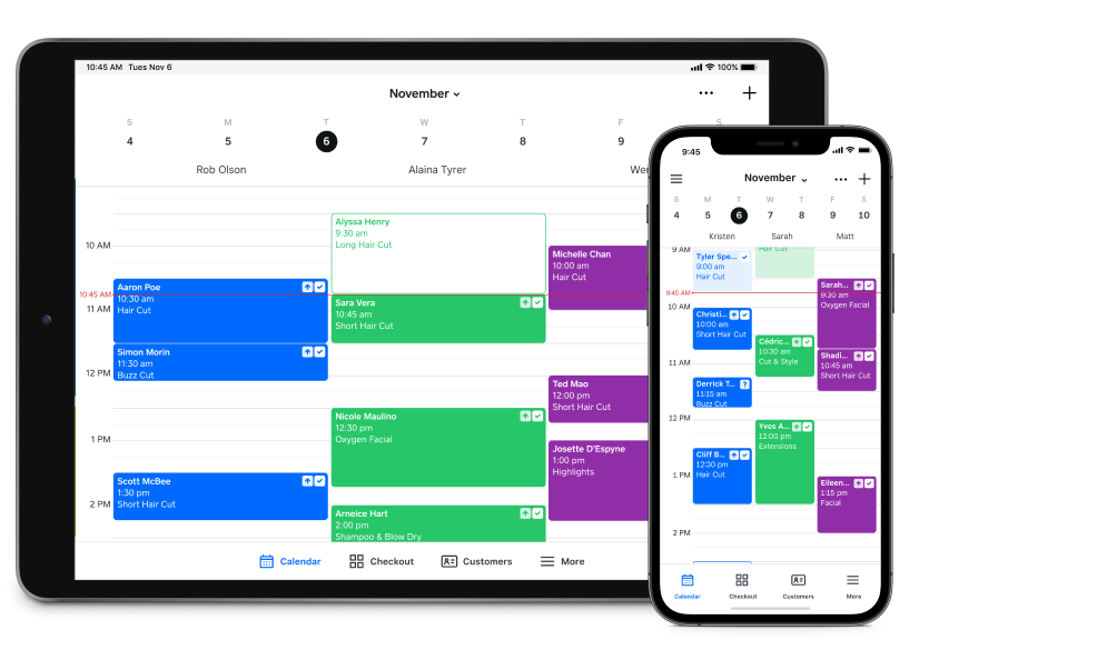 Square Appointments mobile and desktop view