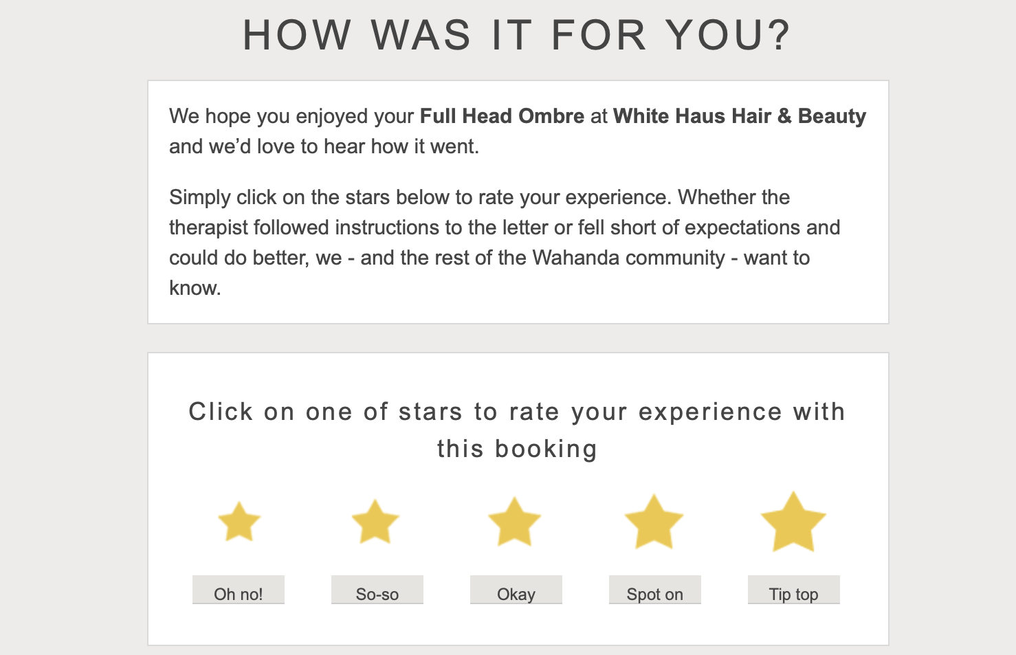 hair salon review email example