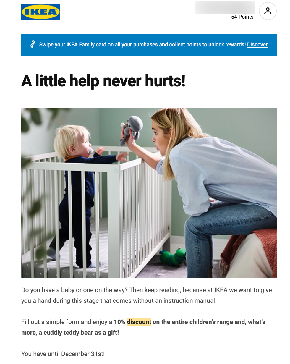 special discount email marketing example
