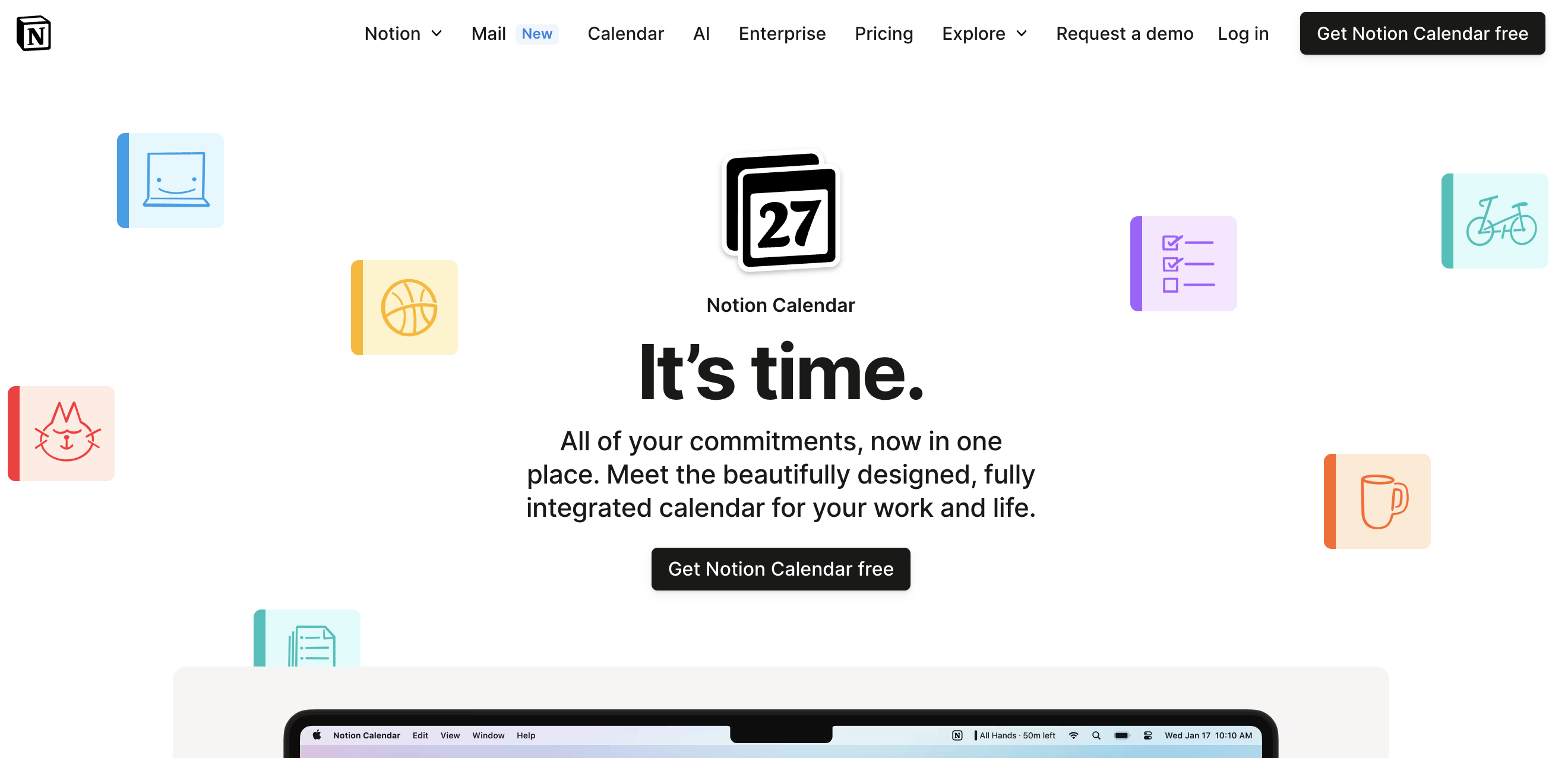 Notion Calendar homepage