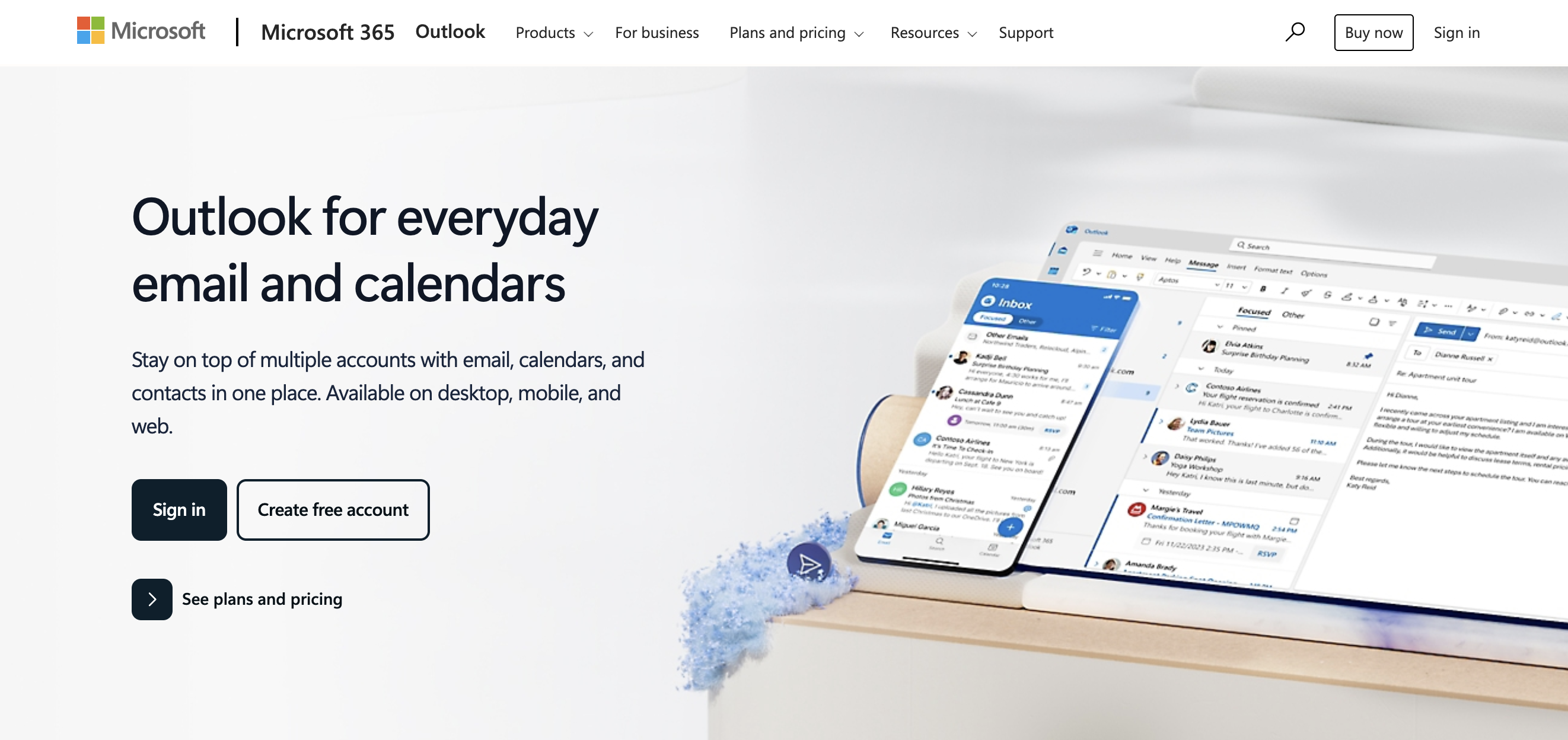 Outlook calendar homepage