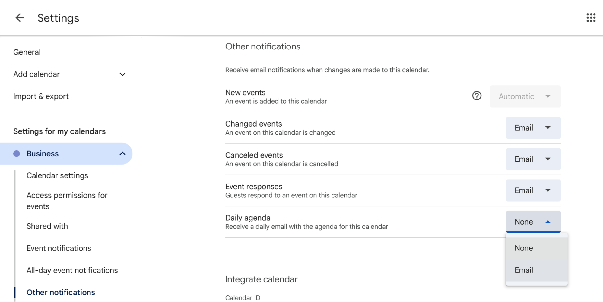 daily email with agenda