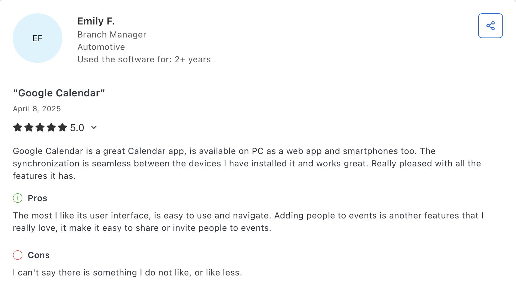 Google calendar review 1