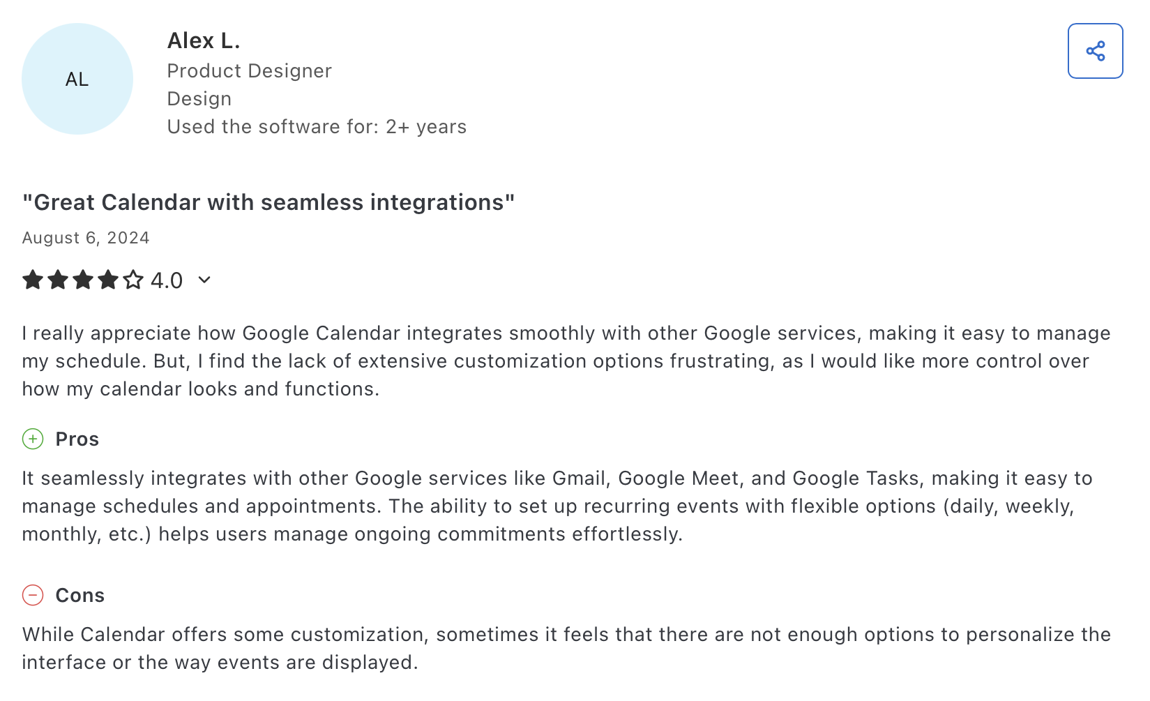 Google calendar review 2