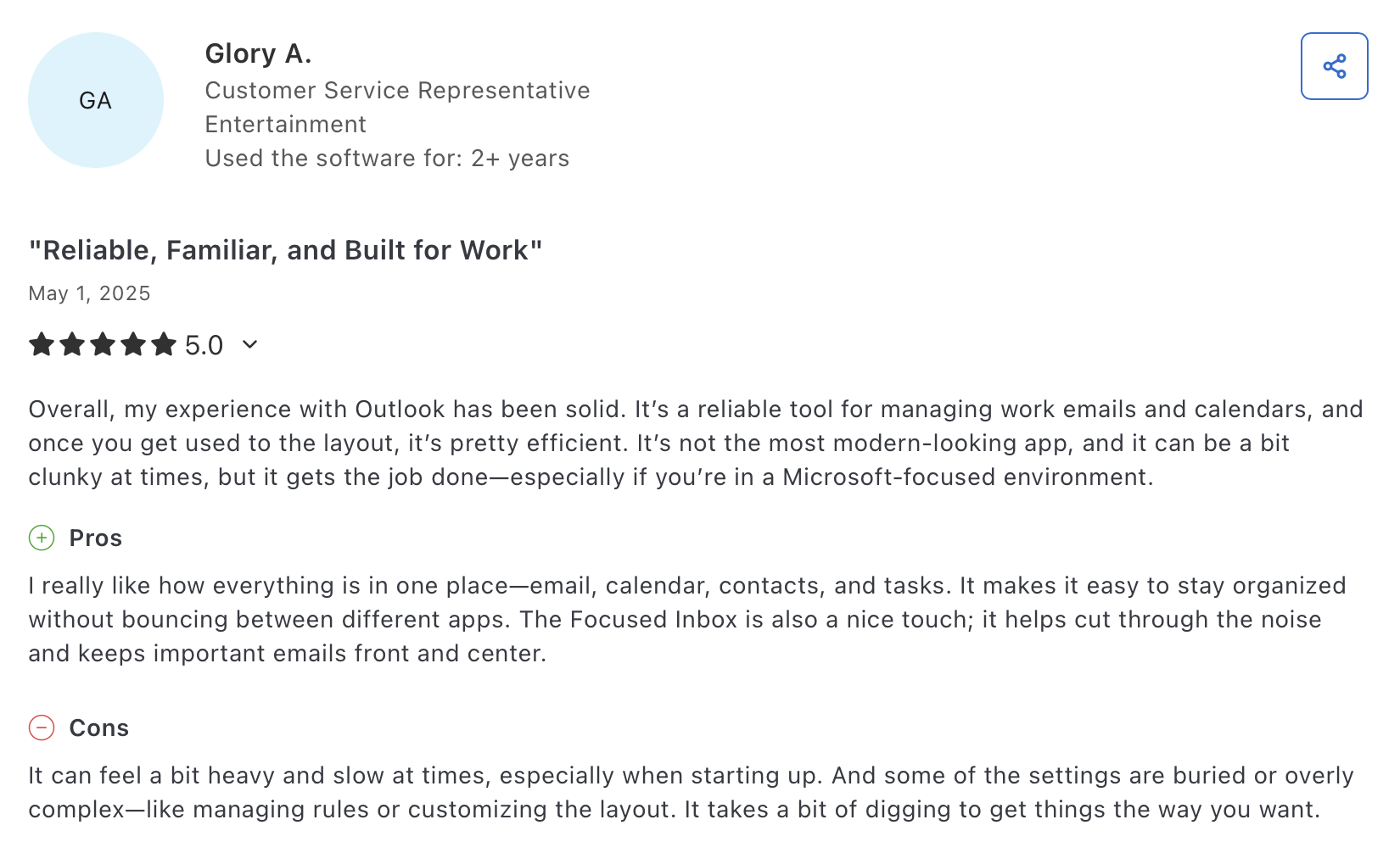 Outlook calendar review 2