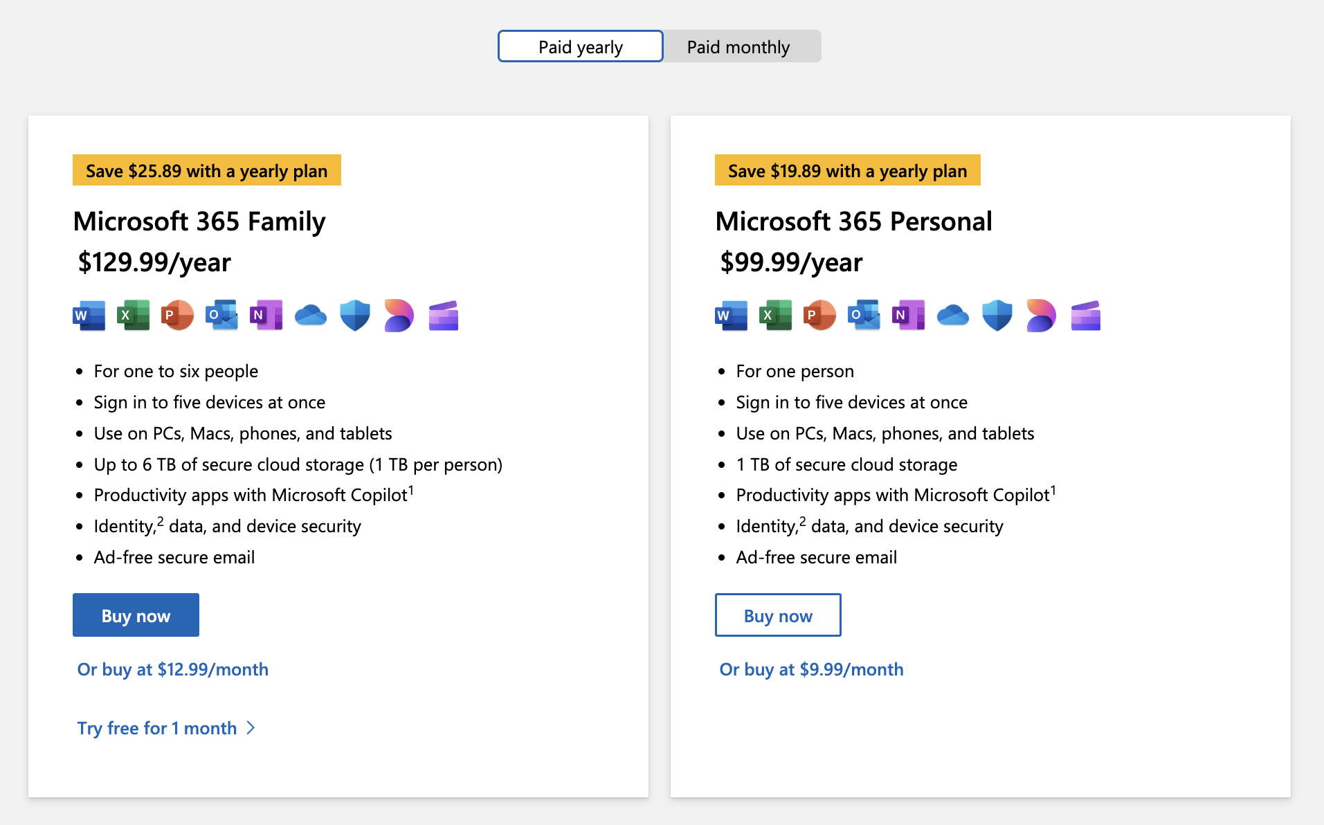microsoft personal pricing