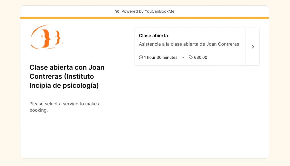 Therapy booking page example