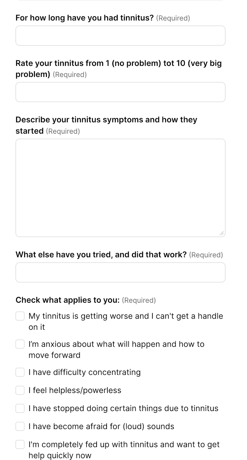 health and wellness booking form example