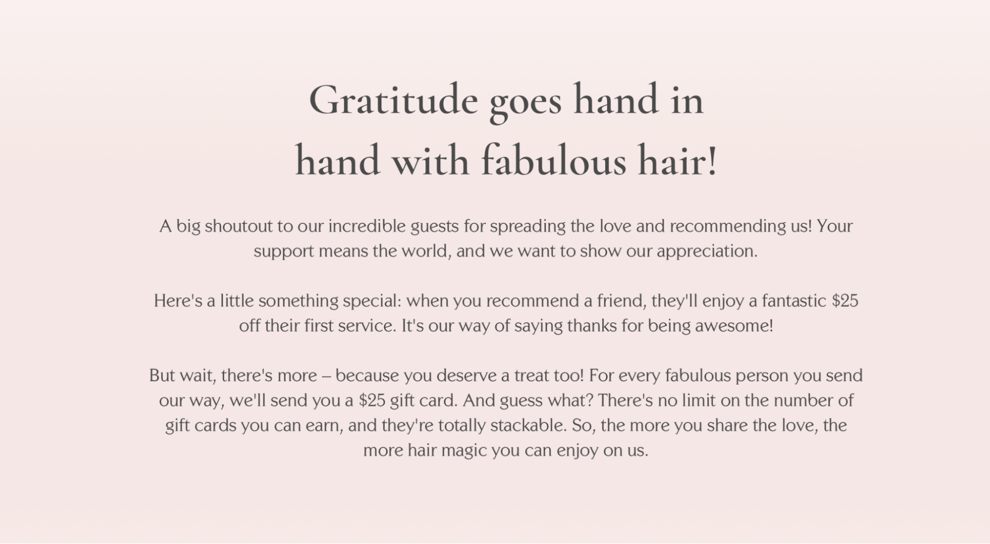 hair salon customer referral program example