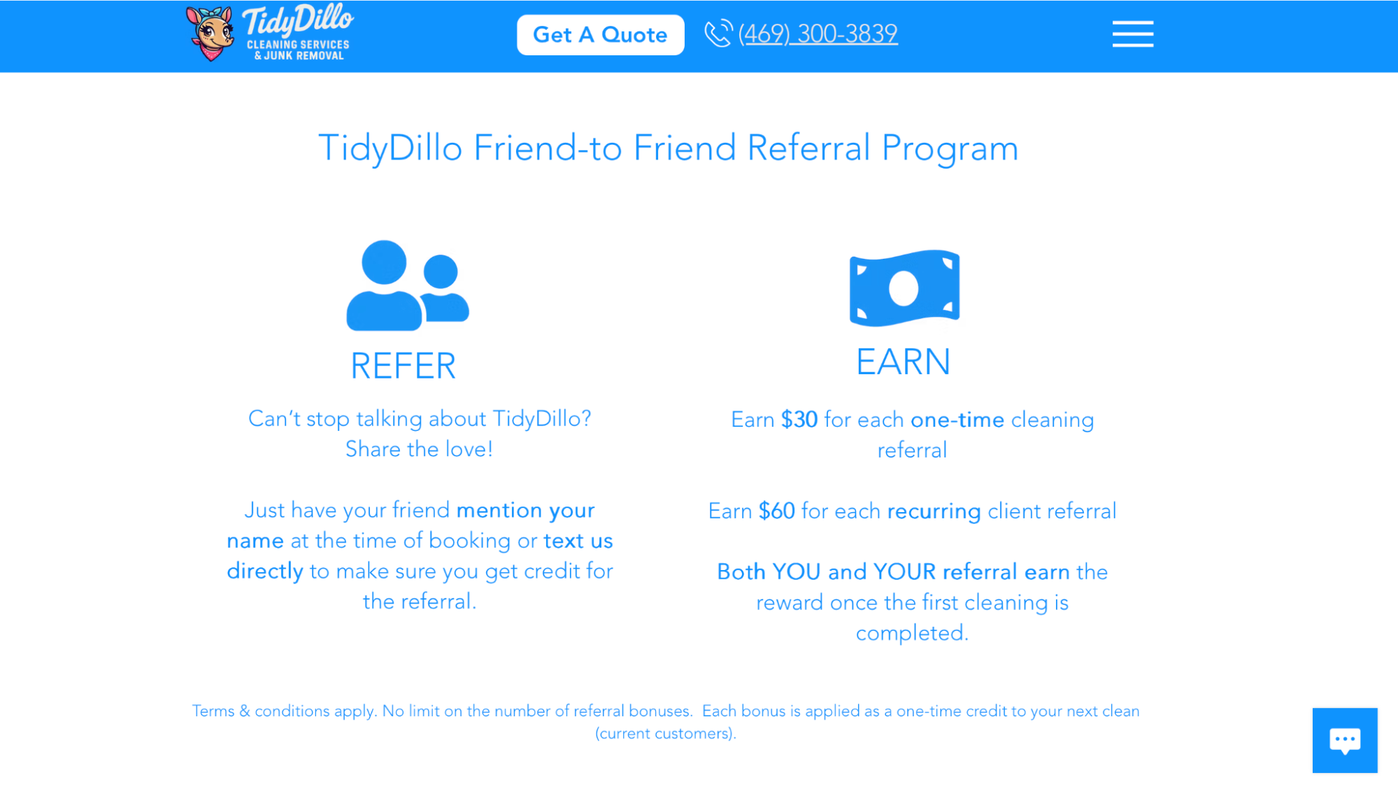 tidydillo customer referral program