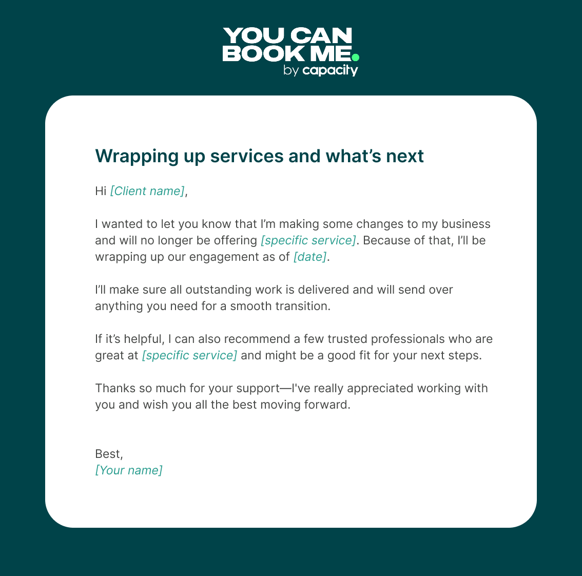 No longer offering these services email template for firing a client