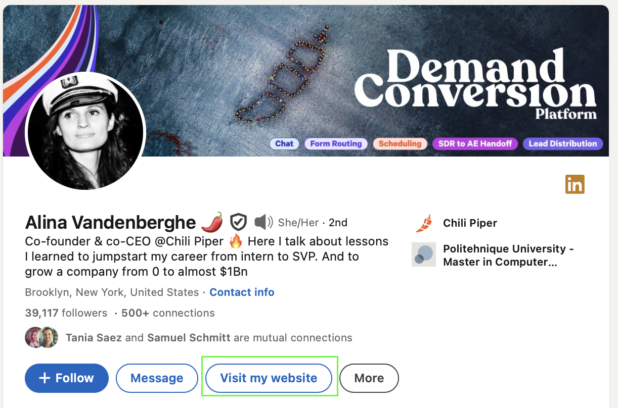 LinkedIn cta example