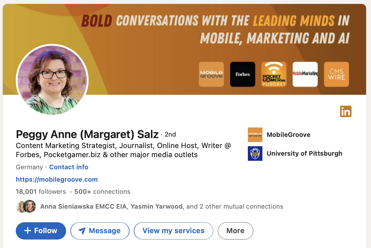 LinkedIn keywords example