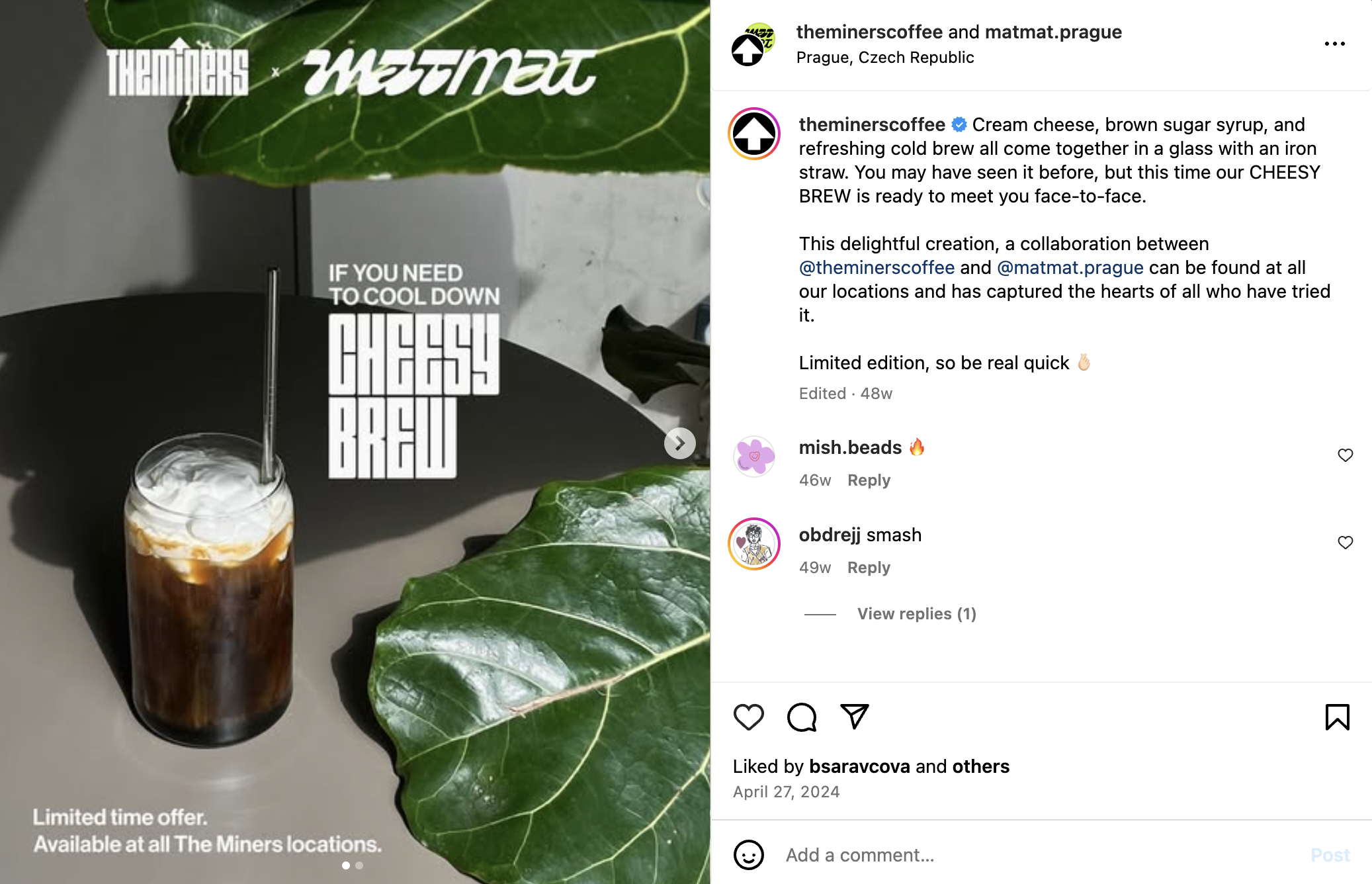 Instagram post showing how two local businesses cross-promote their products on Instagram