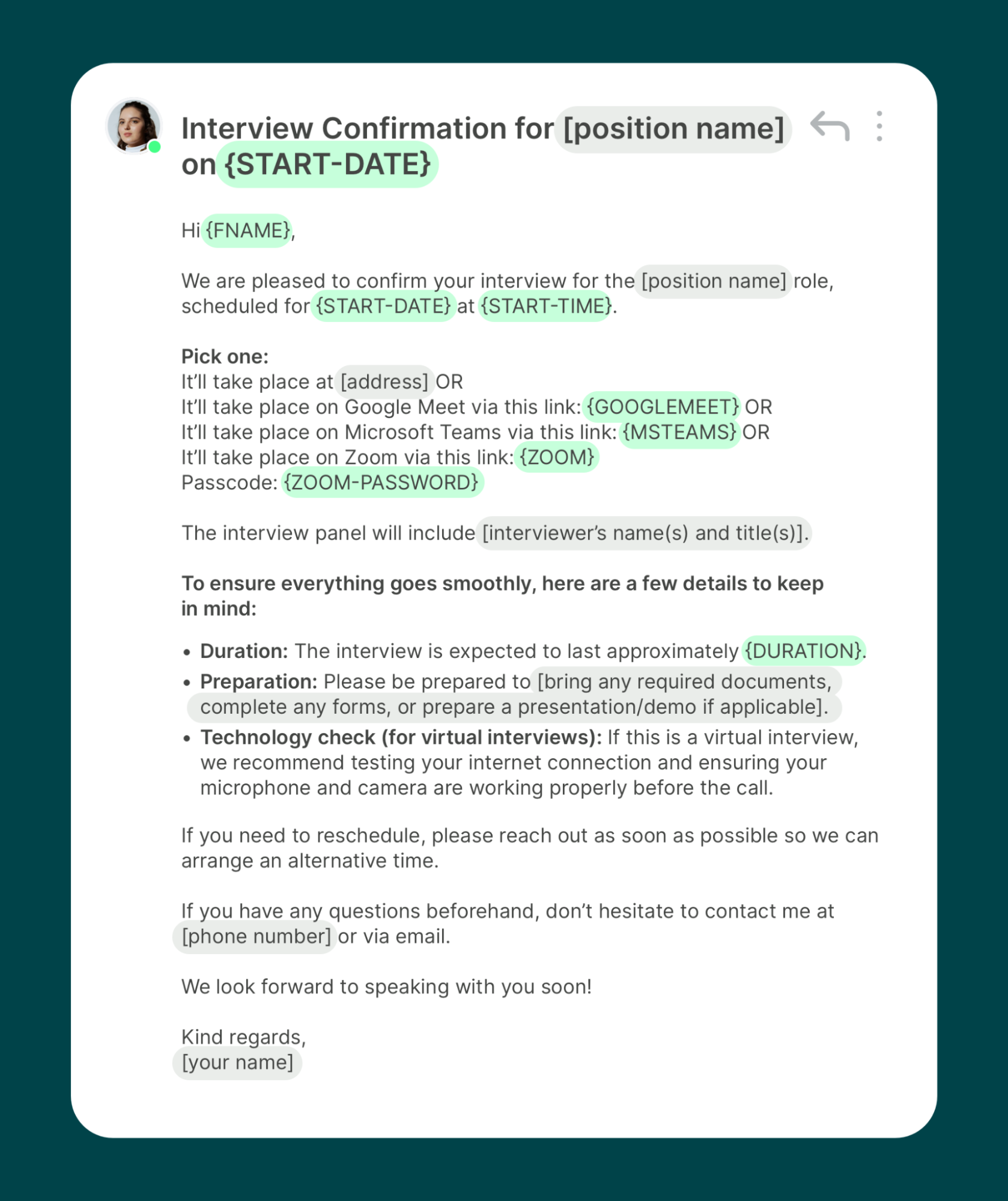 interview confirmation email