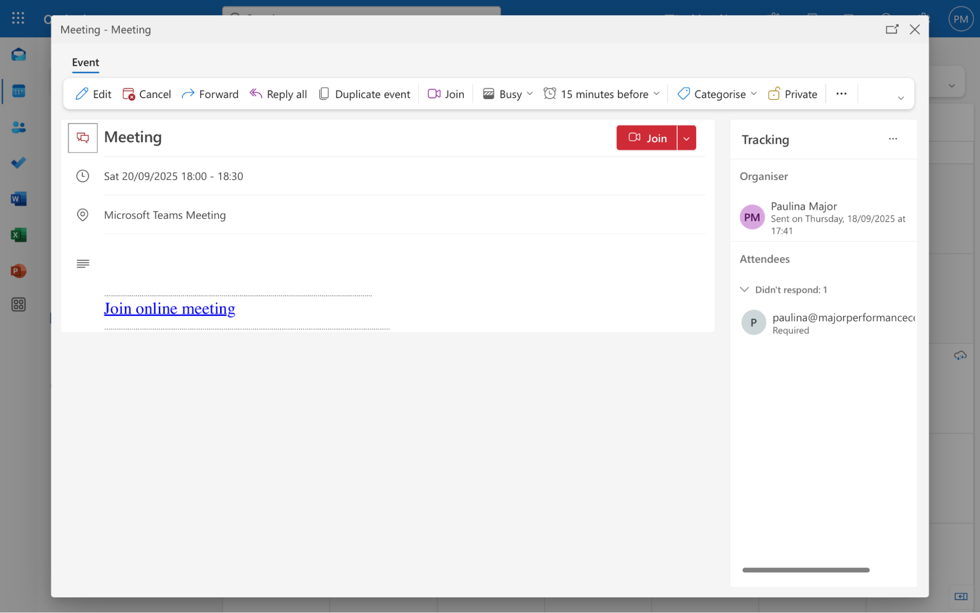Teams link Outlook