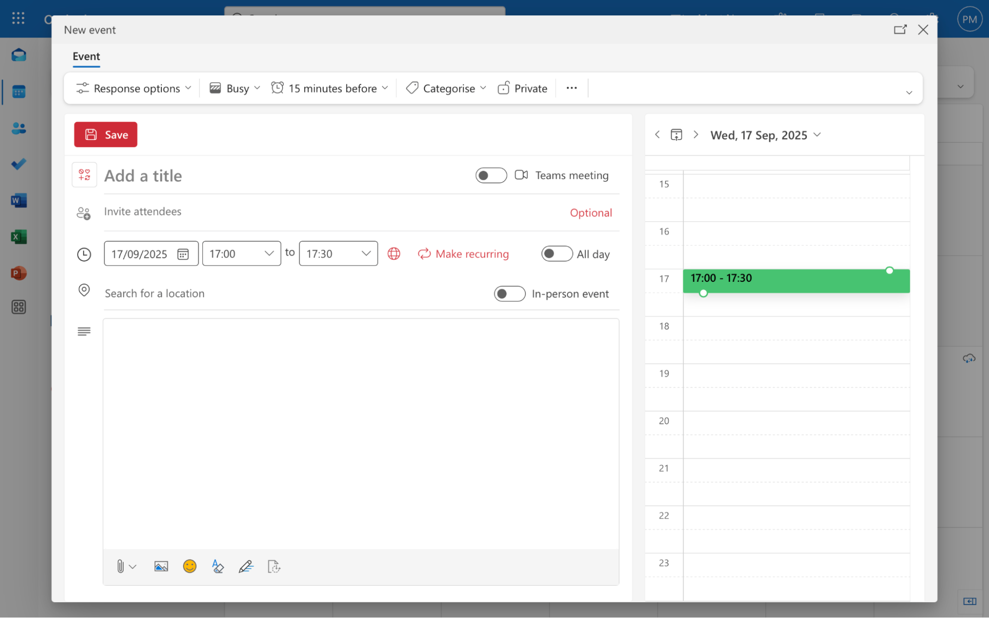 add meeting details