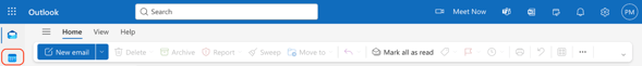 calendar button Outlook
