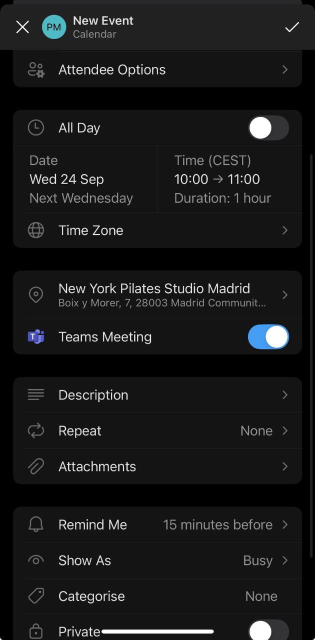 third step to setting up a meeting on iphone