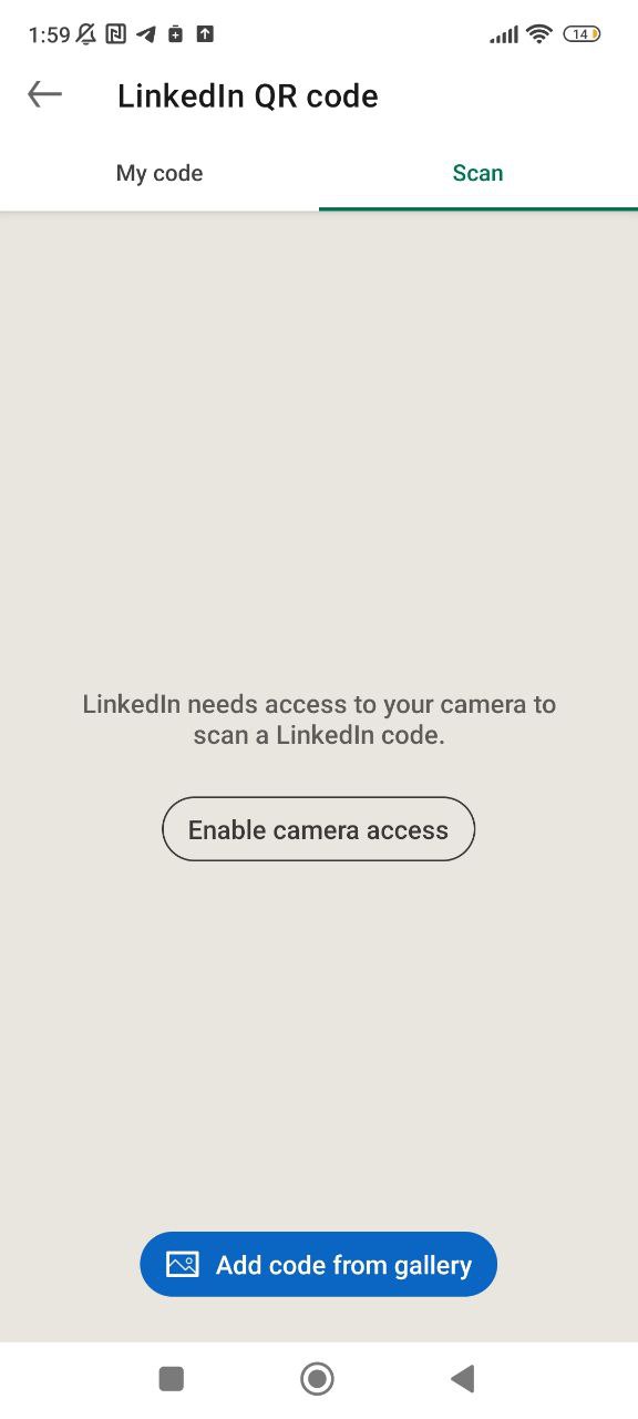 How to scan LinkedIn QR code on an android