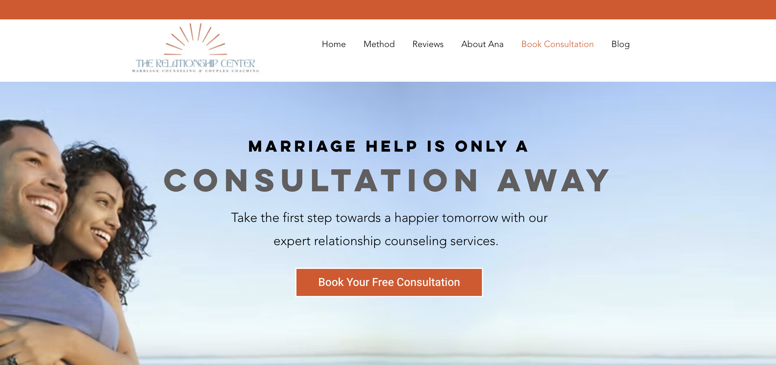 The Relationship center landing page with a Book your free consultation CTA