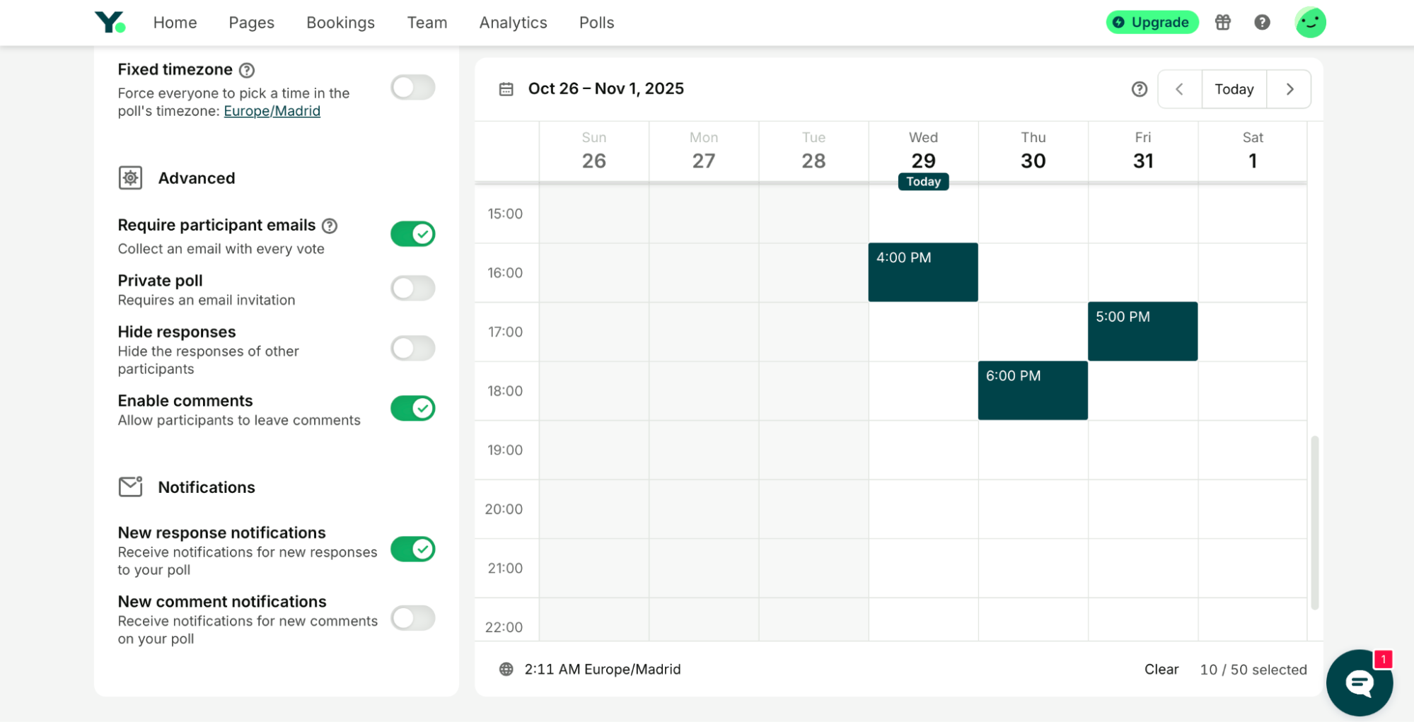 YouCanBookMe meeting poll suggested times